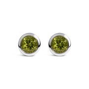 Bids.com .925 Sterling Silver 6MM Bezel Set Created Purple Amethyst Solitaire Stud Earrings Earrings White Smoke White.Sterling Silver / Green Peridot