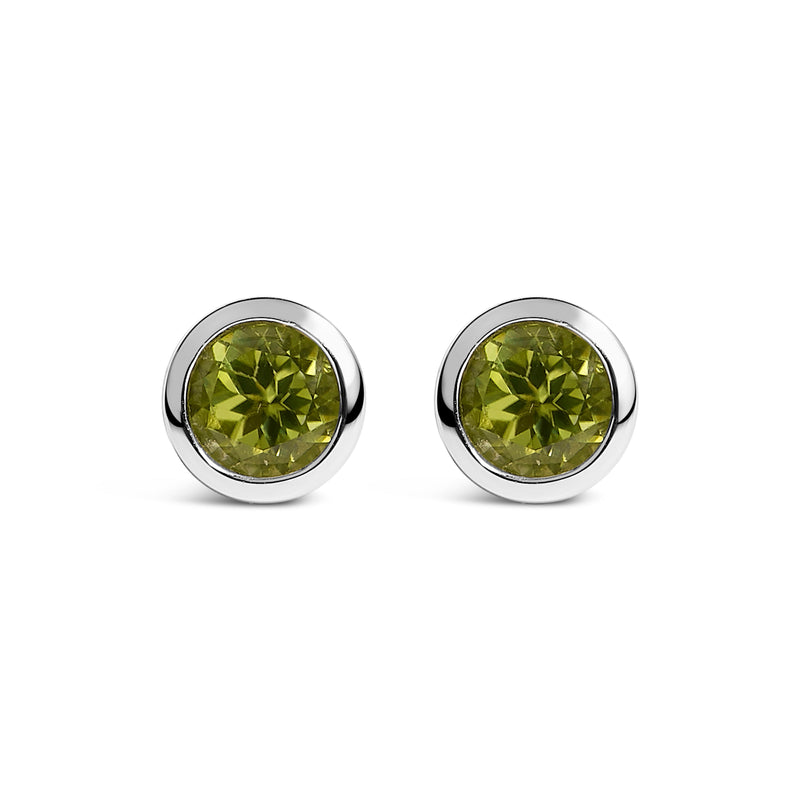 Bids.com .925 Sterling Silver 6MM Bezel Set Created Purple Amethyst Solitaire Stud Earrings Earrings White Smoke White.Sterling Silver / Green Peridot