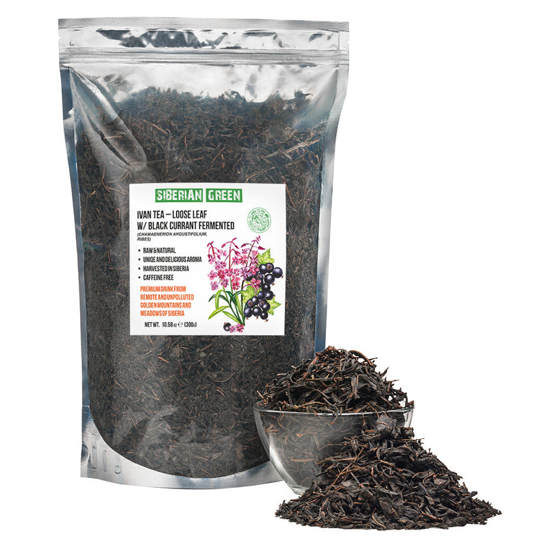 SiberianGreen.com Siberian Green Fermented Ivan Tea with Black Currant Leaves – 300g Tea & Infusions White Smoke
