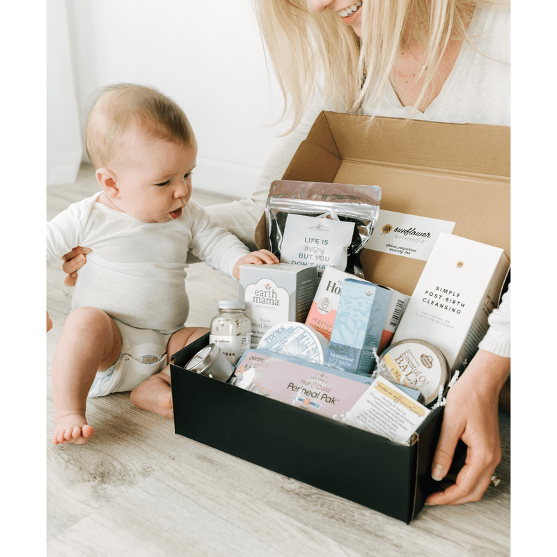 Sunflower Motherhood Deluxe Postpartum Recovery Box Baby Gift Set Light Gray