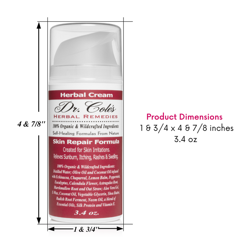 COLEHERBALS LLC 17 - Dr. Cole's Organic Skin Repair Herbal Cream Herbal White Smoke