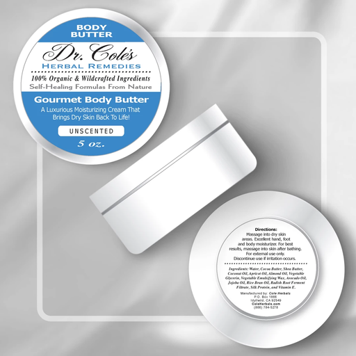 COLEHERBALS LLC 33 - Dr. Cole's Gourmet Body Butter - Unscented Herbal Gray