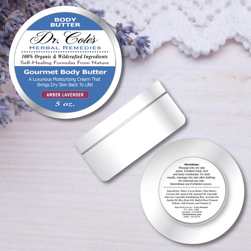 COLEHERBALS LLC 34 - Dr. Cole's Gourmet Body Butter - AMBER LAVENDER Herbal Light Gray