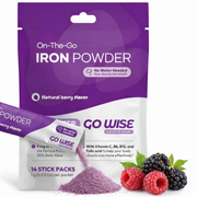 Go Wise Gentle Iron Supplement for Women and Men (No Water Needed) Iron Supplement White Smoke 14 Stick Packs