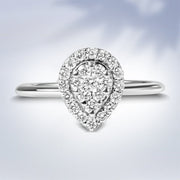 Bids.com 10K White Gold 3/8 Cttw Round-Cut Lab Grown Diamond Cluster Pear Promise Ring (G-H Color, VS2-SI1 Clarity) - Size 7 Rings White Smoke 8 / White.Gold,6 / White.Gold,7 / White.Gold