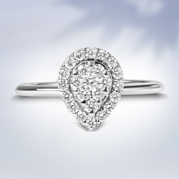 Bids.com 10K White Gold 3/8 Cttw Round-Cut Lab Grown Diamond Cluster Pear Promise Ring (G-H Color, VS2-SI1 Clarity) - Size 7 Rings White Smoke 8 / White.Gold,6 / White.Gold,7 / White.Gold