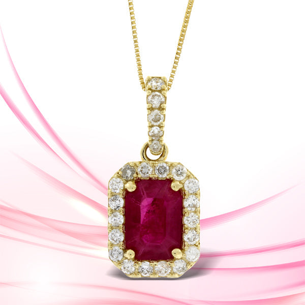 Bids.com 1.25ct Ruby Diamond Fashion Pendants 14KT Yellow Gold Pendants White Smoke 18