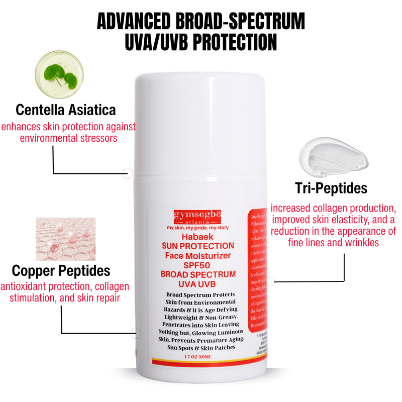 gymsegbë Habaek Sun Protection Face Moisturizer SPF50 | Peptides | Niacinamide SPF50 Anti-Aging Facial White Smoke 1 Bottle,2 Bottles Save $1.99,3 Bottles Save $5.98,4 Bottles Save $6.97