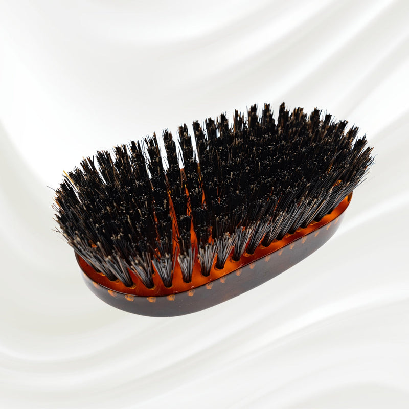KOH-I-NOOR Beauty USA Jaspè Military Boar Bristle Brush - Men's Hair & Beard Grooming Hair Brush White Smoke Boar Bristles / Large,Boar Bristles / Small