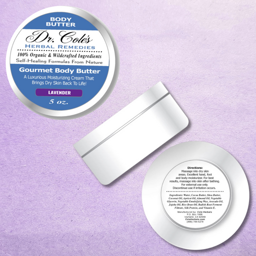 COLEHERBALS LLC 40 - Dr. Cole's Gourmet Body Butter - LAVENDER Herbal Lavender