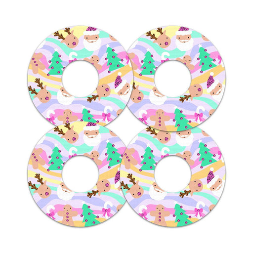 Peelz Christmas Pastel FreeStyle Libre 3 Plus & Lingo  Patch Tape - Pump Peelz Patch Medical Tape White Smoke 12-Pack (Set of 12 Patches),4-Pack (Set of 4 Patches),1-Single (1 Single Patch)