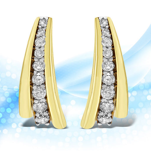 Bids.com 10K Yellow Gold Plated .925 Sterling Silver 1.00 Cttw Round Diamond Graduated Huggie Stud Earrings (I-J Color, I2-I3 Clarity) Earrings White Smoke Yellow.Sterling Silver / 1
