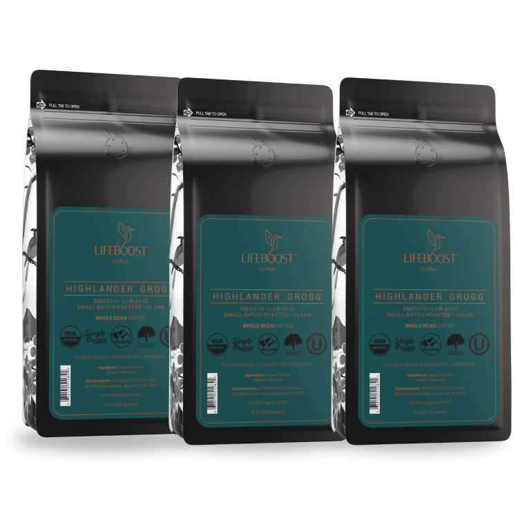 Lifeboost Coffee Highlander Grogg Flavored Coffee Dark Slate Gray Whole Bean / 3,Ground / 3