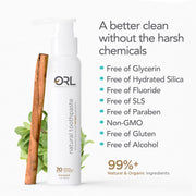 ORL Fluoride-free Toothpaste with Natural Hydroxyapatite Toothpaste White Smoke Fresh Mint,Cinnamint,Kids Bubblegum
