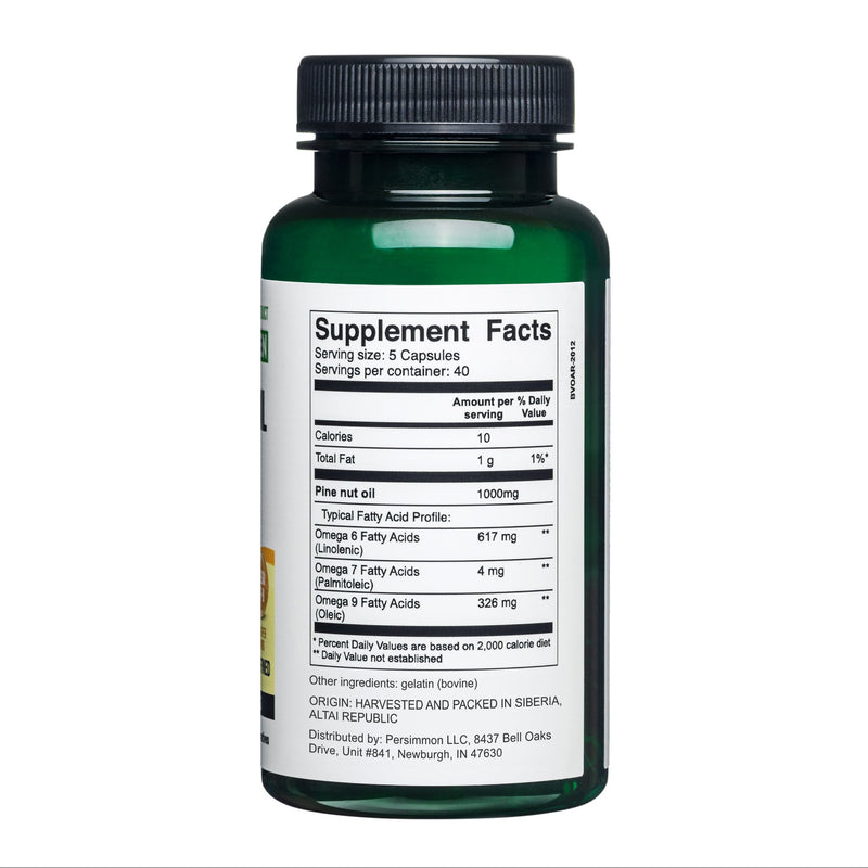 SiberianGreen.com Siberian Green Pine Nut Oil Capsules – 200 Softgels Cooking Oils White Smoke