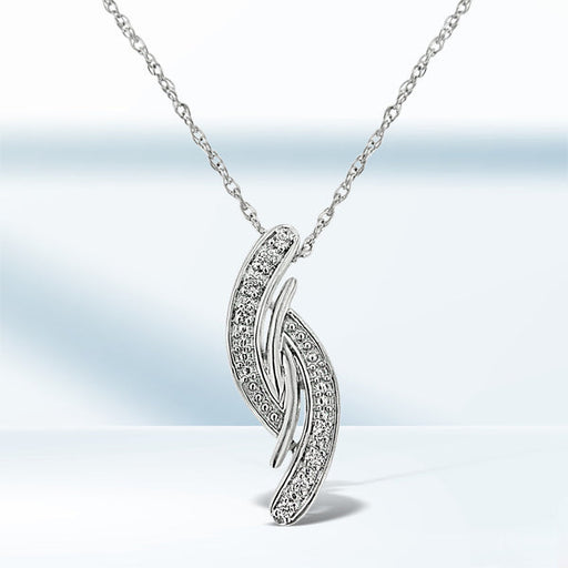 Bids.com .925 Sterling Silver Diamond Accent Bypass Curve 18" Pendant Necklace (I-J Color, I3 Clarity) Necklaces White Smoke White.Sterling Silver / 18