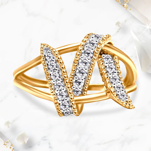 Bids.com 14K Yellow Gold Plated .925 Sterling Silver 1/4 Cttw Diamond Interlocking Bypass Ring (I-J Color, I1-I2 Clarity) - Size 7 Rings White Smoke 9 / Yellow.Sterling Silver,8 / Yellow.Sterling Silver,6 / Yellow.Sterling Silver,7 / Yellow.Sterling Silver,5 / Yellow.Sterling Silver,10 / Yellow.Sterling Silver