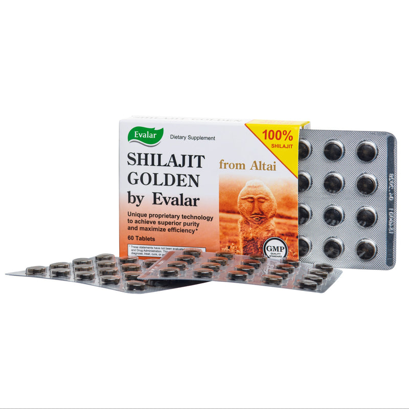 SiberianGreen.com Evalar Shilajit Gold Mumijo Resin – 60 Capsules | Pure Altai Mumiyo Herbal White Smoke