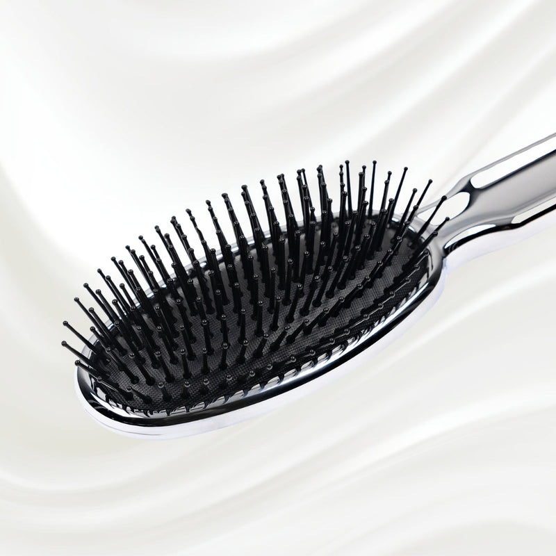KOH-I-NOOR Beauty USA Metallic Pneumatic Oval Synthetic Pin Hairbrush Hair Brush White Smoke Chrome / Small,Gold / Small,Chrome / Large,Gold / Large