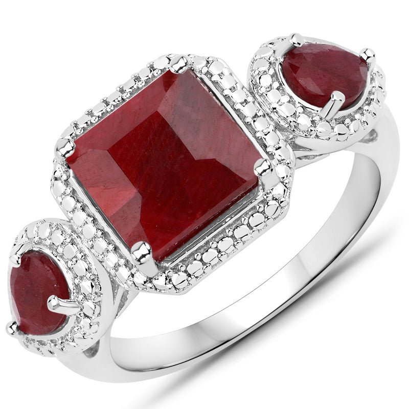 Bids.com 3.65 Carat Dyed Ruby .925 Sterling Silver Ring Rings White Smoke size 6.00,size 7.00,size 8.00,size 9.00,size 5.00,size 10.00,size 8.50