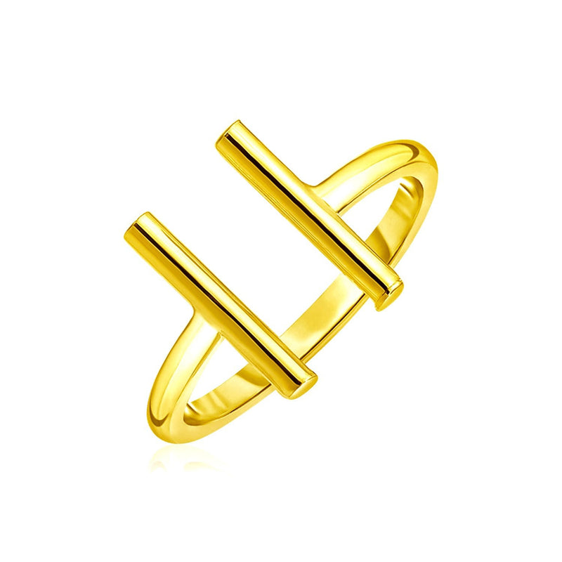 Bids.com 14k Yellow Gold Open Ring with Bars Rings White Smoke Yellow Gold