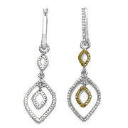 Bids.com 1.00 Carat Genuine White Diamond & Yellow Diamond .925 Sterling Silver Earrings Earrings White Smoke
