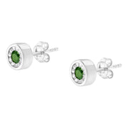 Bids.com .925 Sterling Silver 1/4 Cttw Round Brilliant-Cut Green Diamond Miracle-Set Stud Earrings (Fancy Color-Enhanced, I1-I2 Clarity) Earrings White Smoke White.Sterling Silver / 0.25