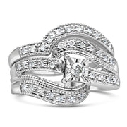 Bids.com .925 Sterling Silver 1/3 Cttw Round Diamond Crisscross Engagement Ring Bridal Set (H-I Color, I1-I2 Clarity ) - Size 7 Rings White Smoke 7 / Yellow.Sterling Silver,9 / Yellow.Sterling Silver,6 / Yellow.Sterling Silver,8 / Yellow.Sterling Silver,5 / Yellow.Sterling Silver,10 / Yellow.Sterling Silver,11 / Yellow.Sterling Silver,12 / Yellow.Sterling Silver,10 / White.Sterling Silver,11 / Whit
