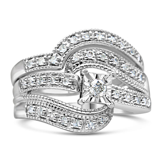 Bids.com .925 Sterling Silver 1/3 Cttw Round Diamond Crisscross Engagement Ring Bridal Set (H-I Color, I1-I2 Clarity ) - Size 7 Rings White Smoke 7 / Yellow.Sterling Silver,9 / Yellow.Sterling Silver,6 / Yellow.Sterling Silver,8 / Yellow.Sterling Silver,5 / Yellow.Sterling Silver,10 / Yellow.Sterling Silver,11 / Yellow.Sterling Silver,12 / Yellow.Sterling Silver,10 / White.Sterling Silver,11 / Whit