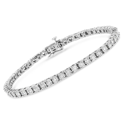 Bids.com 14K White Gold 3.0 Cttw Lab Grown Diamond Illusion-Set Miracle Plate Tennis Bracelet (F-G Color, VS1-VS2 Clarity) - Size 7.25" Bracelets White Smoke White.Gold / 7.25