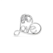 Bids.com .925 Sterling Silver 1/6 Cttw Round Brilliant-Cut Diamond Accented Open Heart with Love 18" Pendant Necklace (H-I Color, I1-I2 Clarity) Necklaces White Smoke White.Sterling Silver / 18