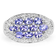 Bids.com 1.70 Carat Genuine Tanzanite .925 Sterling Silver Ring Rings White Smoke size 6.00,size 6.50,size 8.00,size 7.00,size 9.00,size 5.00
