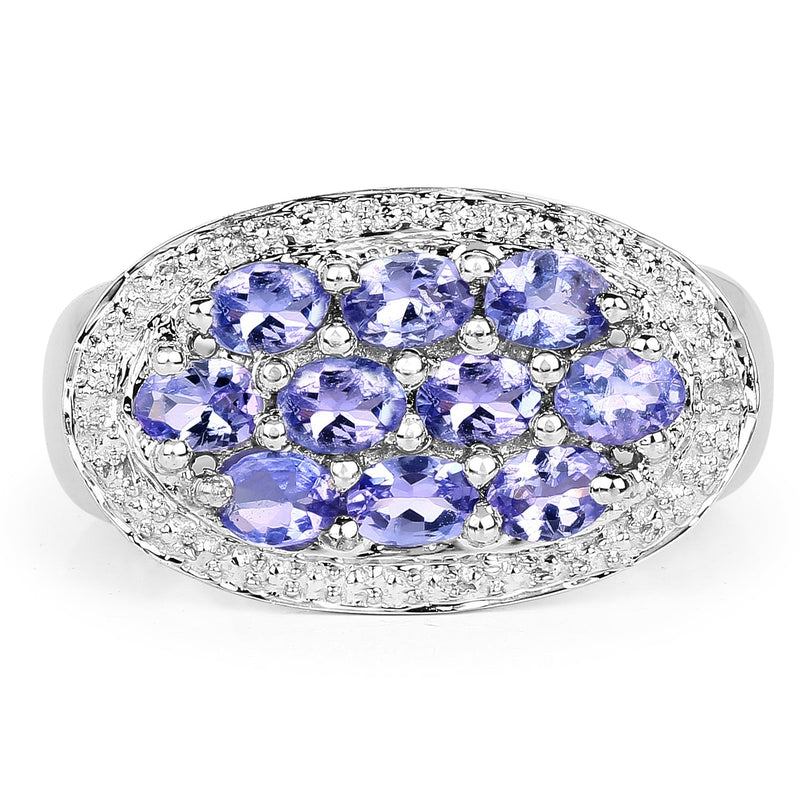 Bids.com 1.70 Carat Genuine Tanzanite .925 Sterling Silver Ring Rings White Smoke size 6.00,size 6.50,size 8.00,size 7.00,size 9.00,size 5.00