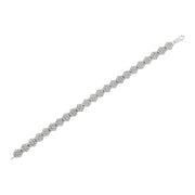 Bids.com .925 Sterling Silver 2.0 cttw Diamond 7 Stone Floral Cluster Link Bracelet (I-J Color, I3 Clarity) -7.25" Bracelets White Smoke White.Sterling Silver / 7.25