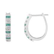Bids.com 10k White Gold Round and Blue Baguette 1/2 cttw Diamond Hoop Earrings (I-J Color, I2-I3 Clarity) Earrings White Smoke White.Gold / 0.5