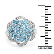 Bids.com 1.90 Carat Genuine Swiss Blue Topaz .925 Sterling Silver Ring Rings White Smoke size 6.00,size 9.00,size 7.00,size 8.00,size 5.00