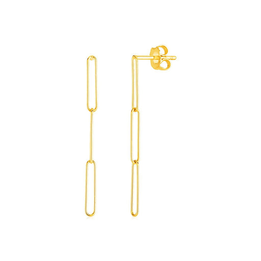 Bids.com 14k Yellow Gold Paperclip Chain Dangle Earrings Earrings White Smoke Yellow Gold