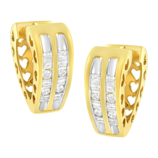 Bids.com 10K Yellow Gold 1/2 cttw Diamond Huggy Heart Hoop Earrings (I-J Clarity, I2-I3 Color) Earrings White Smoke Yellow.Gold / 0.5