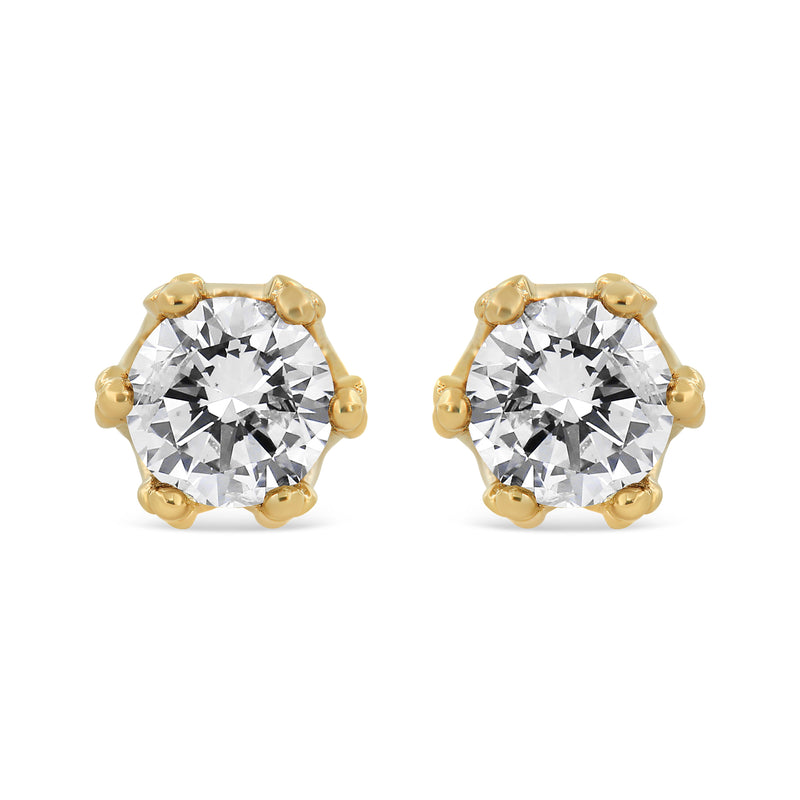 Bids.com 14K White Gold 1/2 Cttw Round Diamond Crown Stud Earring (I-J Color, I1-I2 Clarity) Earrings White Smoke White.Gold / 0.54,Yellow.Gold / 0.54