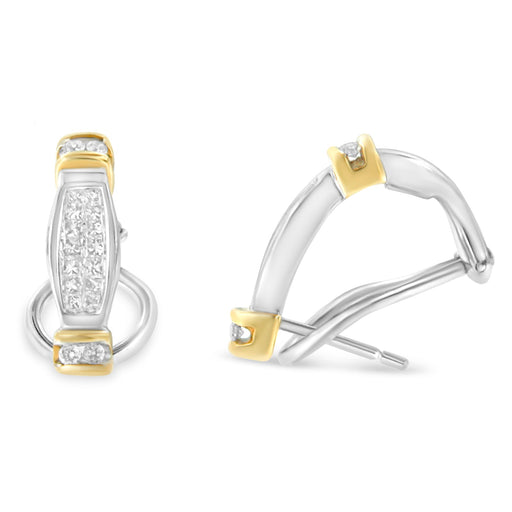 Bids.com 14K Two-Toned Gold Round and Princess Cut Diamond Earrings (0.5 cttw, H-I Color, SI2-I1 Clarity) Earrings White Smoke YellowWhite.Gold / 0.5