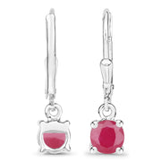 Bids.com 1.20 Carat Genuine Ruby .925 Sterling Silver Earrings Earrings White Smoke