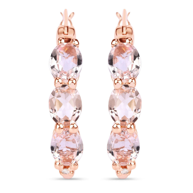 Bids.com 1.63 Carat Genuine Morganite and White Diamond .925 Sterling Silver Earrings Earrings White Smoke