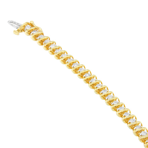 Bids.com 14K Yellow Gold Round Cut Diamond Spiral Link Bracelet (3.00 cttw, H-I Color, SI2-I1 Clarity) Bracelets White Smoke Yellow.Gold / 7