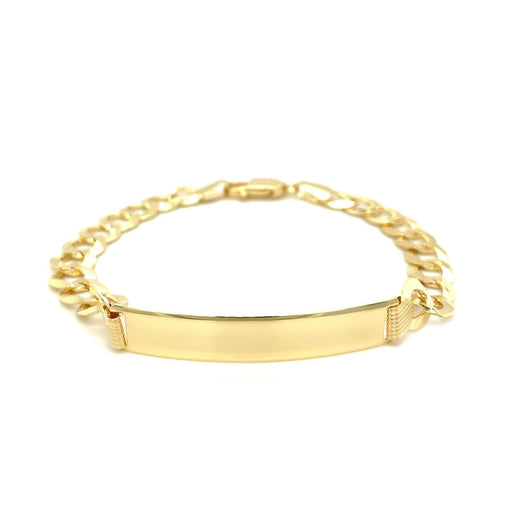 Bids.com 14k Yellow Gold 8 1/2 inch Mens Curb Chain ID Bracelet Bracelets White Smoke 8.5 / Yellow Gold
