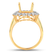 Bids.com 0.79 Carat Genuine White Diamond 14K Yellow Gold Semi Mount Ring - holds 11x9mm Oval Gemstone Rings White Smoke size 7.00,size 6.00,size 8.00