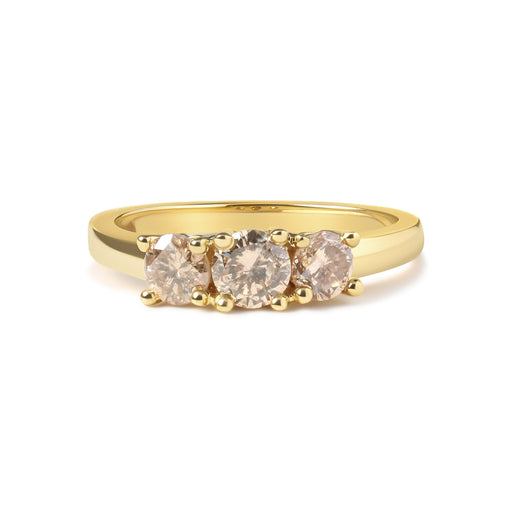 Bids.com 10K Yellow Gold 1.00 Cttw Champagne Diamond 3-Stone Band Ring (J-K Color, I1-I2 Clarity)  - Size 7 Rings White Smoke 5 / Yellow.Gold,8 / Yellow.Gold,6 / Yellow.Gold,9 / Yellow.Gold,7 / Yellow.Gold