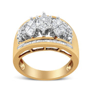 Bids.com 10K Yellow and White Gold 1 1/2 Cttw Pear Shaped 3 Stone Style Diamond Ring Band (H-I Color, SI1-SI2 Clarity) - Ring Size 7 Rings White Smoke 7 / YellowWhite.Gold