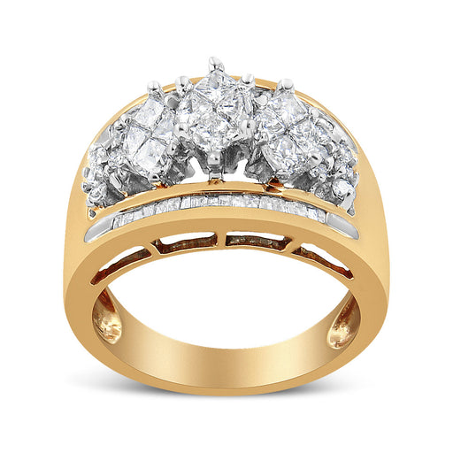 Bids.com 10K Yellow and White Gold 1 1/2 Cttw Pear Shaped 3 Stone Style Diamond Ring Band (H-I Color, SI1-SI2 Clarity) - Ring Size 7 Rings White Smoke 7 / YellowWhite.Gold