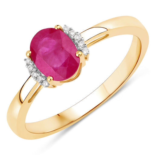 Bids.com 0.88 Carat Genuine Johnson Ruby and White Diamond 14K Yellow Gold Ring Rings White Smoke size 6.00,size 7.00,size 8.00,size 5.00,size 9.00