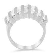 Bids.com .925 Sterling Silver 1.0 Cttw Baguette Cut Diamond Vertical Channel Fluted Multi-Row Unisex Fashion Wedding Ring (H-I Color, I1-I2 Clarity) - Size 6-3/4 Rings White Smoke 7.75 / White.Sterling Silver,6.75 / White.Sterling Silver,7.25 / White.Sterling Silver,7 / White.Sterling Silver,7.5 / White.Sterling Silver